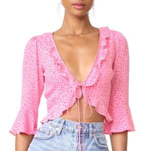 For Love and Lemons Pink Aurora Tie Top